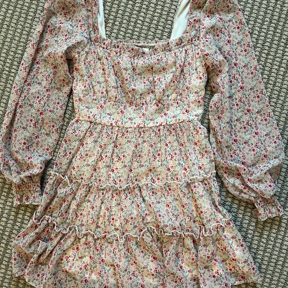 Altar'd State Floral Mini Dress - Pink and White